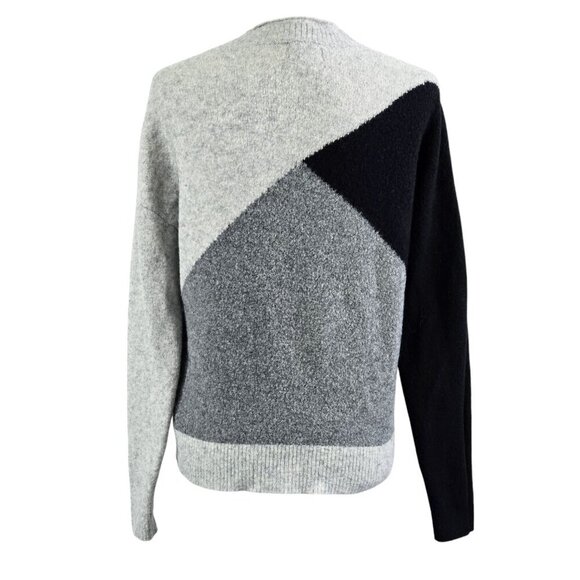J. Crew Merino Wool Blend Gray Black Colorblock Mockneck Sweater Soft Cozy BV340 - Picture 2 of 9